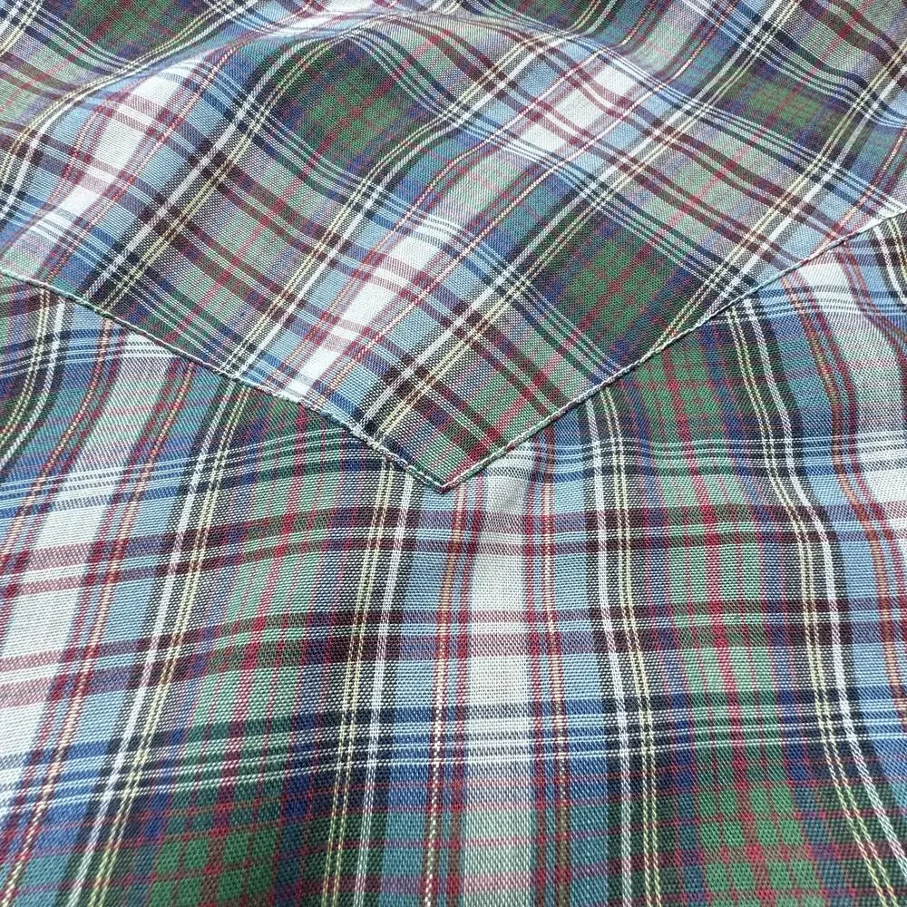 1970's Levi's Shirt Mens L Plaid Western Pearl Snap LS Vintage Tapered Fit
